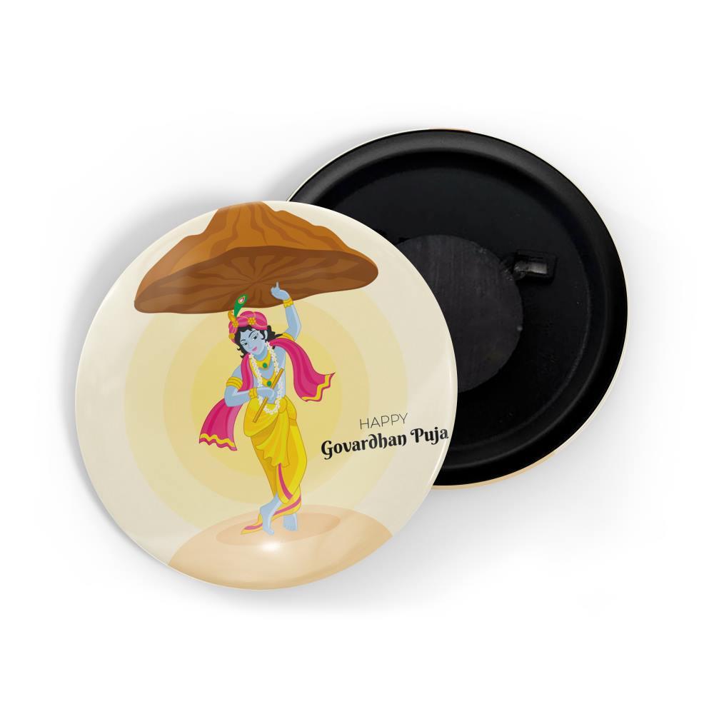 dhcrafts Fridge Magnet Orange Govardhan Puja D1 Glossy Finish Design Pack of 1